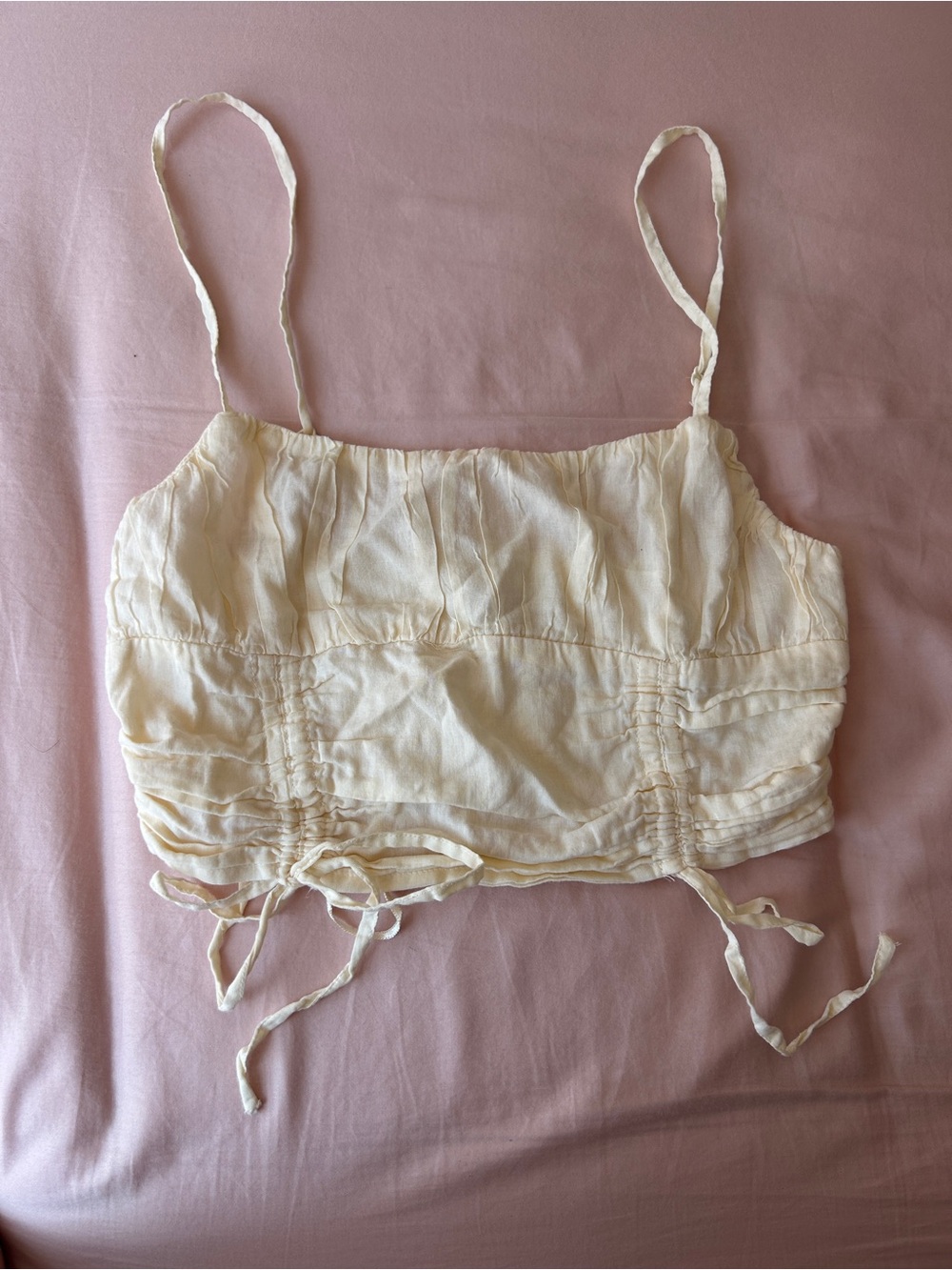 Urban Outfitters Butter Yellow Cinched Crop Top